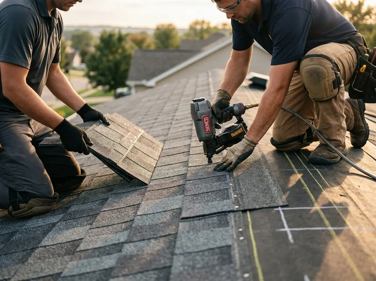 Professional roofer working on a residential roof in Good Hope